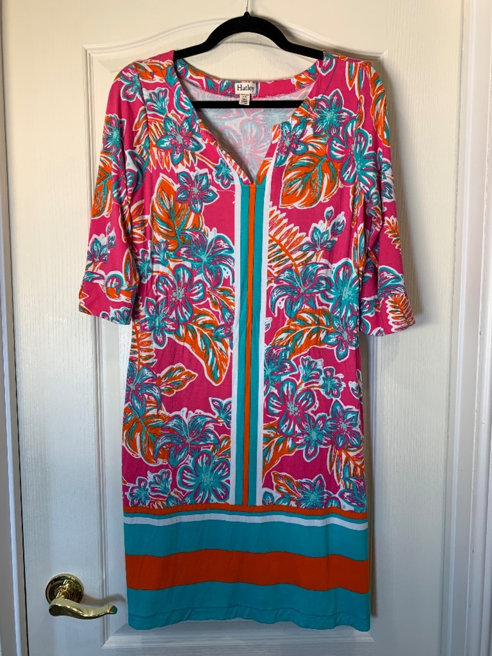Hatley‎ Tropical Floral Resort Dress Pink Turquoise Women’s Large Canadian Brand